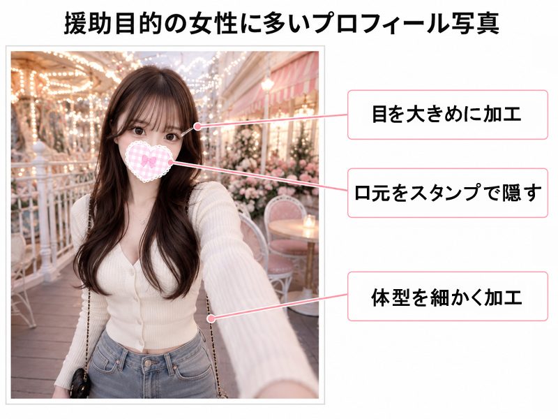 援助目的の女性に多いプロフィール写真
