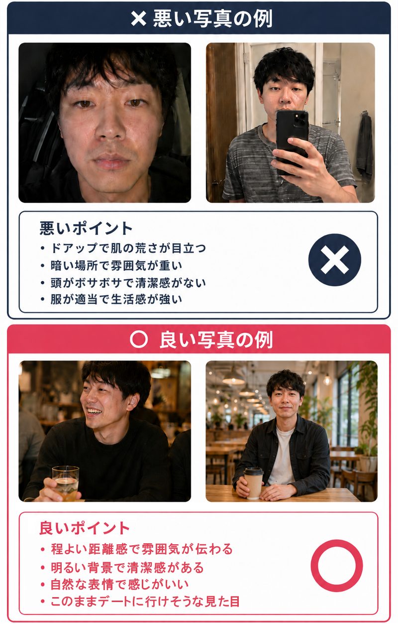 悪い写真の例と良い写真の例