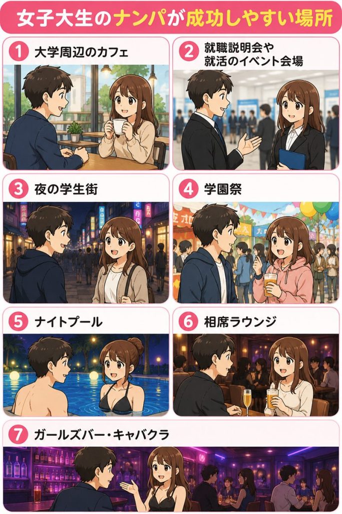 女子大生のナンパが成功しやすい場所