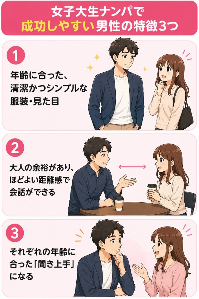 女子大生ナンパで成功しやすい男性の特徴3つ