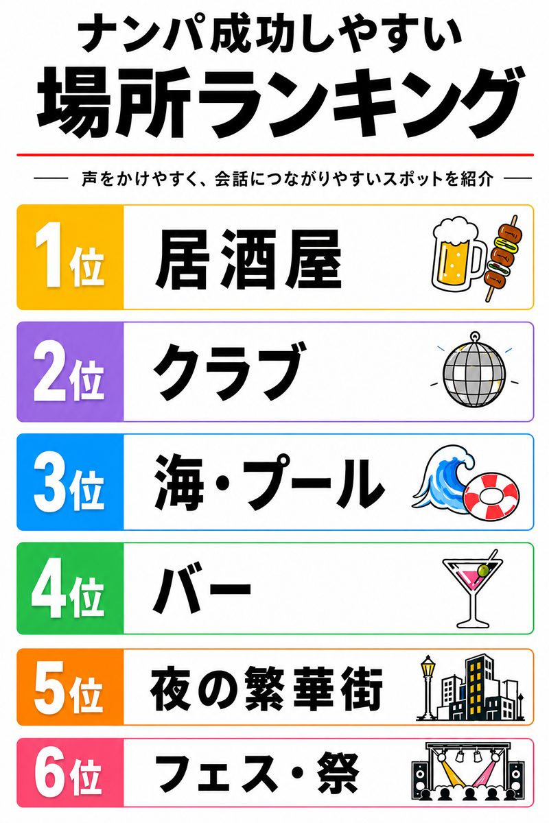 ナンパ成功しやすい場所ランキング