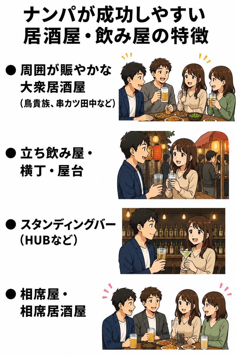 ナンパが成功しやすい居酒屋・飲み屋の特徴