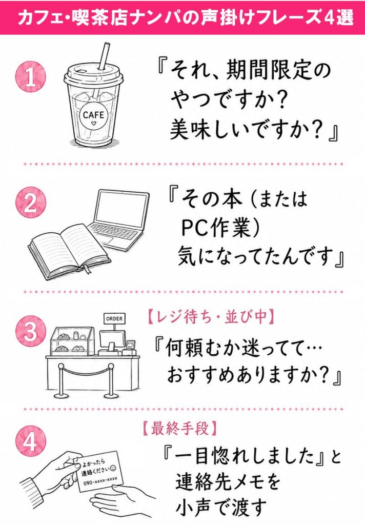 カフェ・喫茶店ナンパの声掛けフレーズ4選