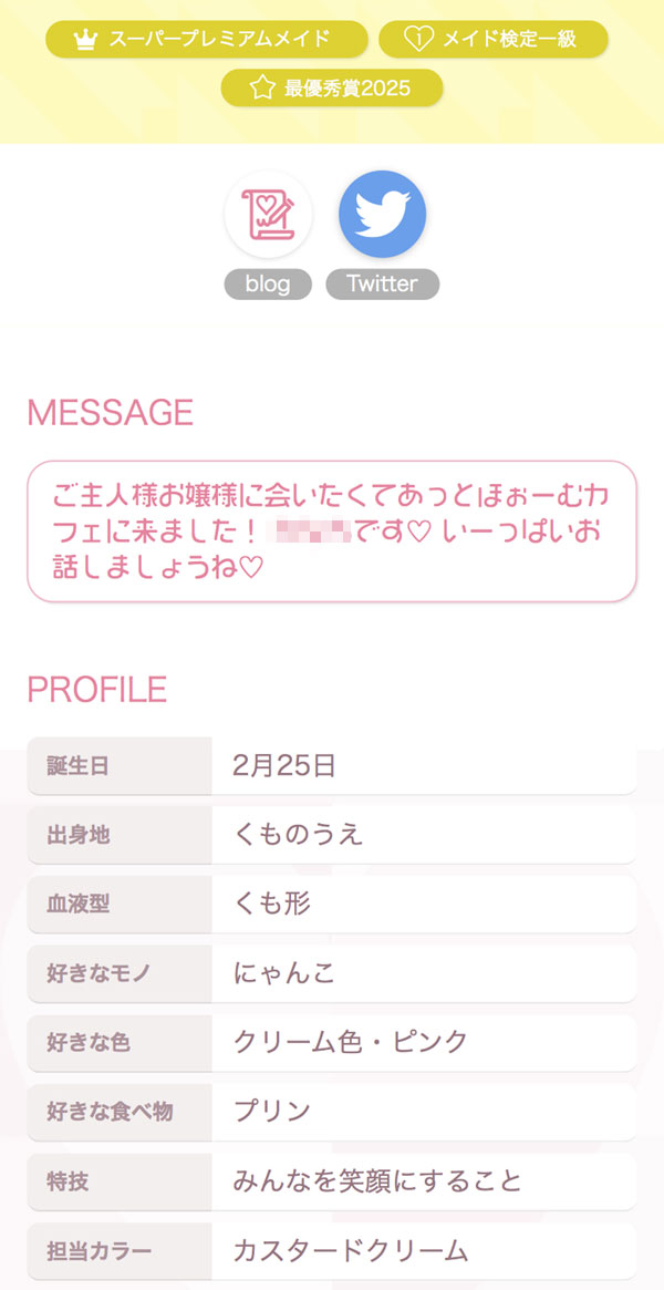 メイドのプロフ